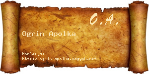 Ogrin Apolka névjegykártya